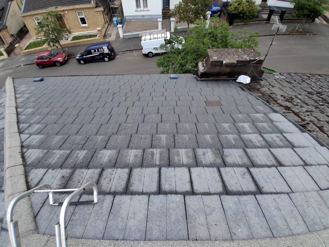 Roof after cleaning in Kilmarnock, moss and algae removed