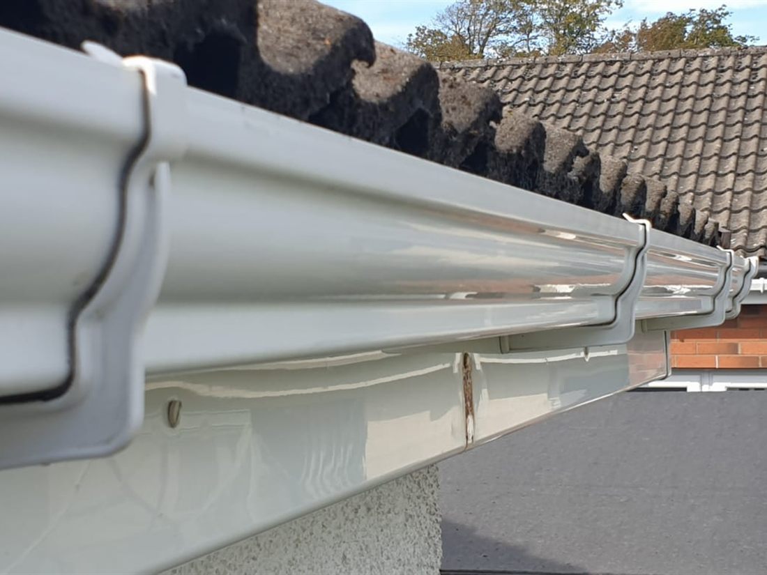 White gutter and fascia after ProGleam uPVC fascia and soffit cleaning